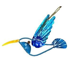 Hummingbird Christmas Ornament Xmas Tree‎ Hanging Decoration Blue Metal Bird New